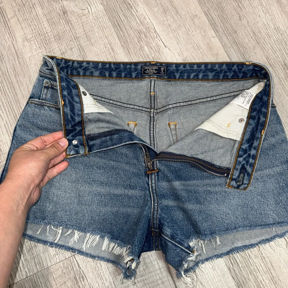 NWT Abercrombie & Fitch Annie High Rise Short 100%cotton 29/8Zipper Cut Off Blue - Picture 6 of 14
